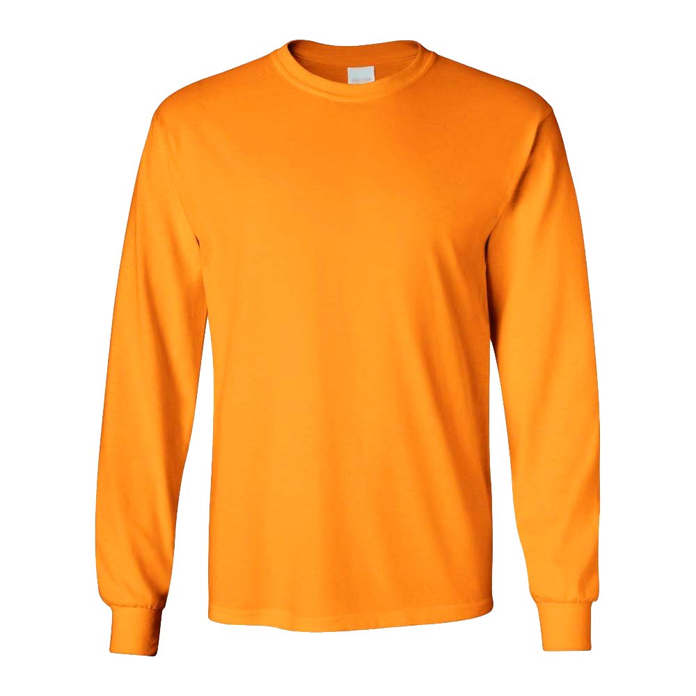 Fit In Basic Safety High Visibility Long Sleeve Construction Work Shirts Pack for Men Safety Orange X-Large