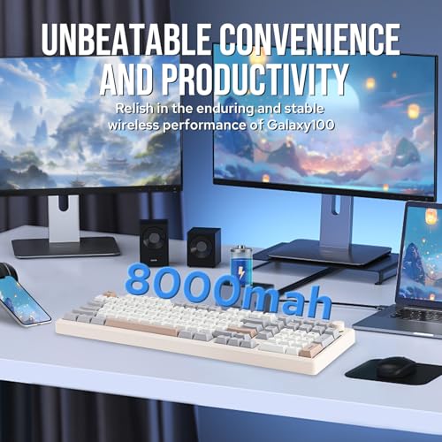 EPOMAKER Galaxy100 QMK/VIA Wireless Gaming Keyboard, Aluminum Shell, BT/2.4Ghz/USB-C, Pre-Lubed Hot-Swappable Linear Switches, NKRO, RGB Backlit (Creamy White, Wisteria Linear Switch) by EPOMAKER - Image 2