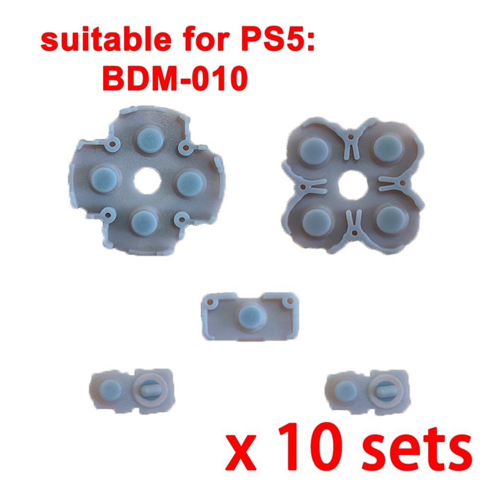 Image of 10 Sets Silicone Conductive Rubber Pads Replacement for Playstation 5 PS5 Controller Parts for BDM-010 DualSense 5 L1 R1 L2 R2 Adhesive Button Changing Keypad Repair Replacement Part Tool Kit(1.0)
