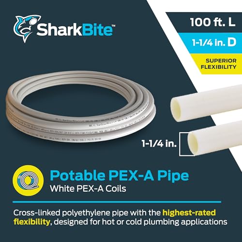 Image of SharkBite 1-1 /4 Inch x 100 Feet White PEX-A, Made in the USA, Flexible Water Pipe Tubing for Plumbing, UA85W100