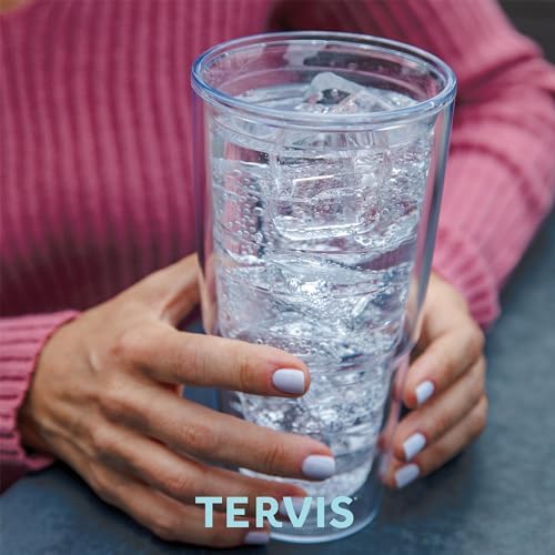 Tervis Clear & Colorful Tabletop Made in USA Double Walled Insulated Tumbler Travel Cup Keeps Drinks Cold & Hot, 24oz - 2pk, Clear - Thumbnail 2