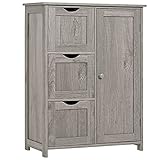 Iwell Bathroom Storage Cabinet, Storage Cabinet with Adjustable Shelf, Freestanding Floor Cabinet for Bathroom, Living Room, Grey