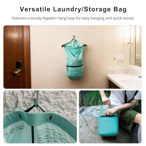 Bee Nesting Bolsa Seca Ultraligera Impermeable 10L con Bolsillo con Cierre, Nylon 20D con Separación Húmedo/Seco, Bolsa Flotante para Kayak, Bote y Playa (Verde Menta) miniatura 4