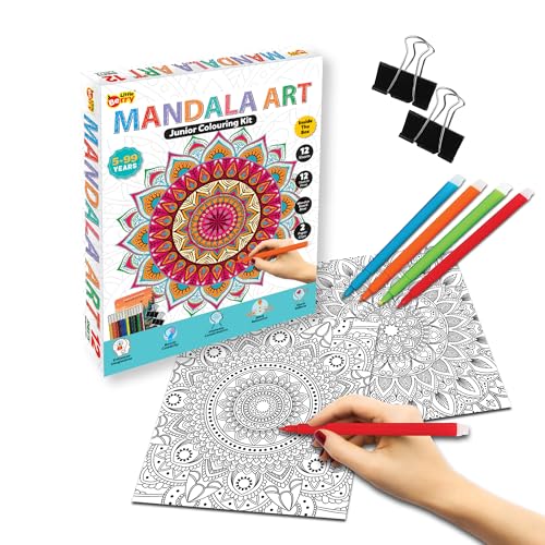 Image of Little Berry DIY Mandala Art Kit for Girls 9-12 Years | Art & Craft Kit for Girls | Colouring and Painting Set for Kids with 12 Mandala Designs and Sketch Pens | Gift Set for Kids Age 9+