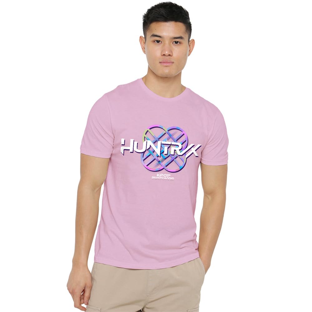 K-Pop Demon Hunters - Huntrix Huntr/X Pastel Logo Unisex T Shirt, Light Pink, XX-Large