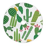 Nahtloser grüner Kaktus-Kakteen mit gelben und rosa Blumen auf weißen 120 cm großen Baumrock,...