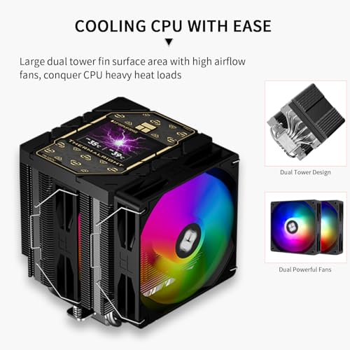 Image of Thermalright Peerless Assassin 120 Vision ARGB Black CPU Air Cooler, Twin Tower Cooler-1850RPM,320x240 Resolution IPS Screen with 2.8'',CPU Cooler for LGA1851 /1700 /115x,AM4 /AM5