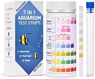7-Way Aquarium Test Strips, 100 Strips Aquarium Testing Kit for Freshwater Saltwater, Fish Tank Pond Test Strips Testing pH, Alkalinity, Nitrite, Nitrate, Chlorine, Carbonate, Hardness