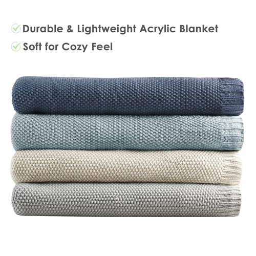 Image of Ink+Ivy Bree Knit Throw Blanket for Bed, Sofa, and Couch, Lightweight, Breathable, Soft & Cozy Summer Blanket, King (108 in x 90 in) Light Blue