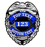 Custom Police Badge - Support Thin Blue Line Personalized, Durable, Easy Apply Officer Stickers - Ideal for Truck, Laptop & Car
