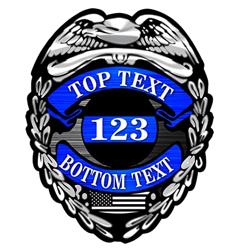 Custom Police Badge - Support Thin Blue Line Personalized, Durable, Easy Apply Officer Stickers - Ideal for Truck, Laptop & Car