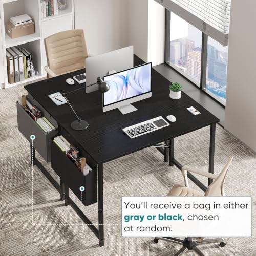 Image of OLIXIS Small Computer Desk, 40 Inch Gaming Desks for Home Office | Writing Study Craft Work Table, Computer Workstation for Bedroom Small Spaces with Storage Bag, Black
