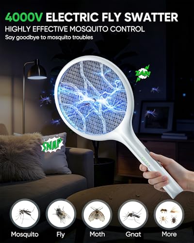 Raquette moustique électrique VIWAVE 4000V avec base et charge USB-C - 4
