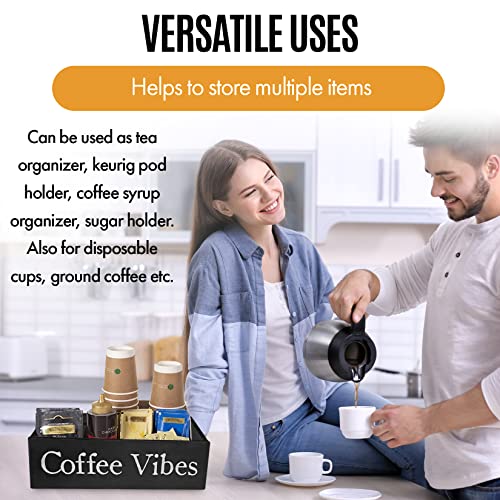 Lifestyle Vibes Coffee Station Organizer, Coffee Bar Organizer For Countertop With K Cup Storage, Coffee Station Accessories, Coffee Condiment Organizer For Countertop #TOP6