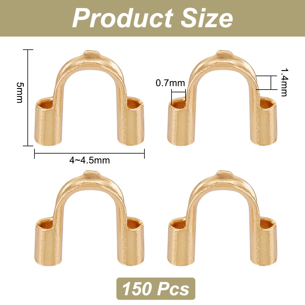 UNICRAFTALE about 150Pcs Real 18K Gold Plated 304 Surgical Stainless Steel Wire Guardian Wire Protector U Shape Loops Metal Wire and Thread Protector Loops Terminators for Leather Cord Bracelets - Image 4