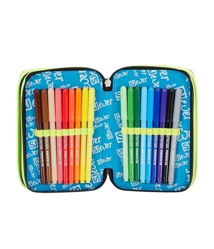 Sj Ever Astuccio Scuola 3 Zip, Rosso, Playjam Boy, Portapenne Triplo Scomparto Completo Di Penne, Matite, Colori, Accessori Zaino, Elementari, Medie, Bambino - 4