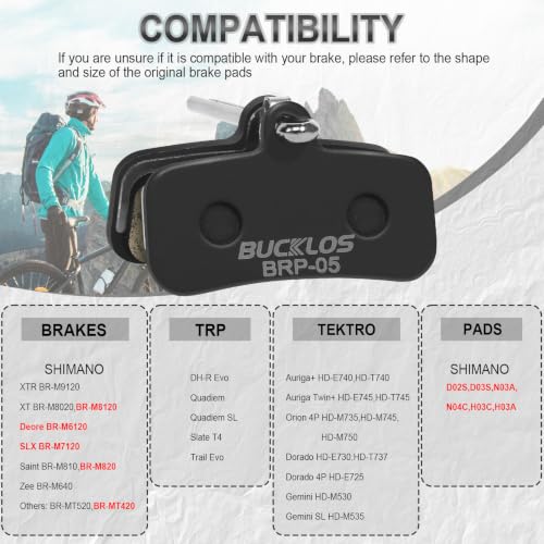 Image of BUCKLOS Bike Disc Brake Pads 4 Piston Pads for Shimano D02S D03S Saint