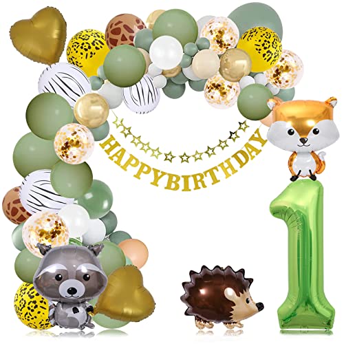 Luftballon 1. Geburtstag Junge Mädchen,Safari Geburtstagsdeko Jungen 1 jahr,Luftballons Geburtstag Cover