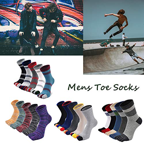 Hellomamma Mens Toe Socks Five Finger Sock Boys Running Athletic Cotton Ankle Sox 5 Pairs #TOP6