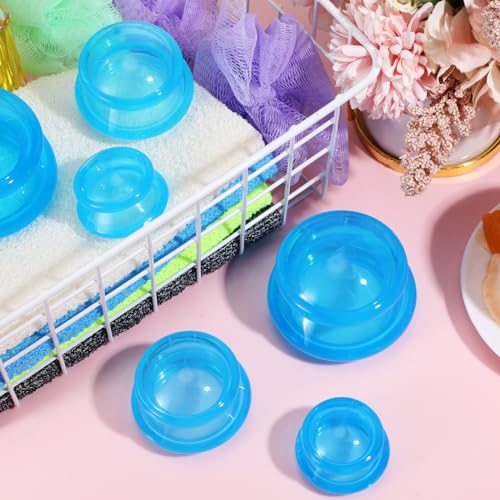 Image of TrelaCo 6 Pcs Silicone Cupping Kit for Massage Therapy,Clear Blue | Cupping Cups 3 Sizes, Suction Therapy for Body Massage Myofascial, Relieves Cellulite Muscle Pain Tension, Studio Household