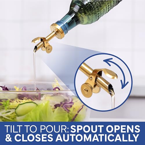 COOK WITH COLOR Glass Olive Oil Bottle Dispenser - 2 Pack- 17oz Oil and Vinegar Cruet - Olive Oil Carafe Decanter for Kitchen, Champagne Bubbles, Blue by COOK WITH COLOR - Image 6
