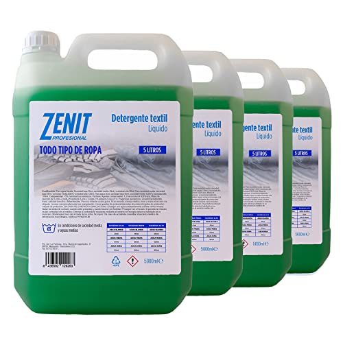 4 x 5 litros | Detergente lavadora para todo tipo de ropa | Detergente textil líquido para todo tipo de ropa | Lavandería y tintorería | liquid laundry detergent Cover
