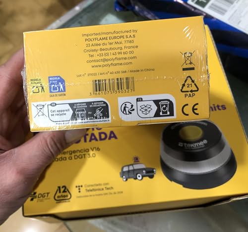 Miniatura 4 de Tekmee-V16. Baliza V16 Conectada Dgt 3.0 .Homologada Dgt Con Geolocalización, Luz De Emergencia. Dispositivo De Señalización Vial Con Datos Móviles Hasta 12 2038. Pilas Incluídas. Negro, 2 Unidades