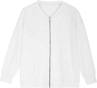 Amazon.com: Akklian Women's Zip Up Sweatshirt Jacket No Hood Long