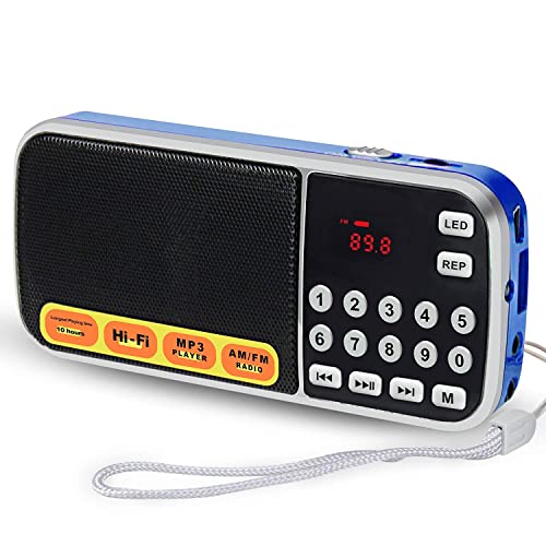 Mini Radio Portable Am/Fm - Rechargeable Radio High Powered Speaker Music Player Support Micro Sd/Tf Auto Scan Save Usb Transmit Data Led Display And Headphone Jack Function #TOP17
