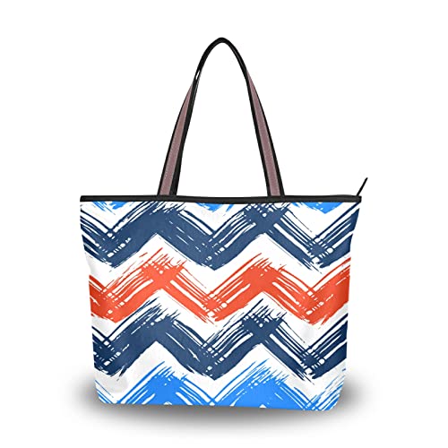 Ladies Tote Handbags Chevron Zigzag Pattern Tote Bag Purse Womens Daily Use Bags