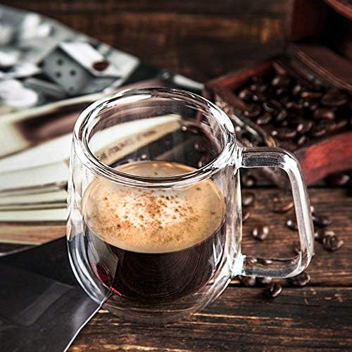 Double Wall Insulated Glass Coffee Mugs or Tea Cups - Glasses Espresso Set 200ml with Floating Effect Resistant Coffee Glasses