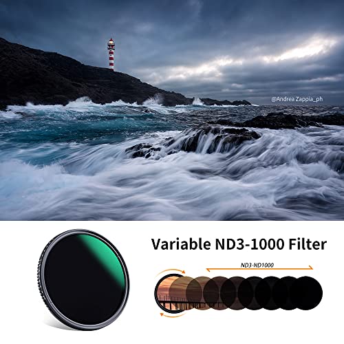 K&F Concept 58Mm Variable Nd3-Nd1000 Nd Filter (1.5-10 Stops) Neutral Density Lens Filter With 24 Multi-Layer Coatings For Camera Lens (D-Series) #TOP1
