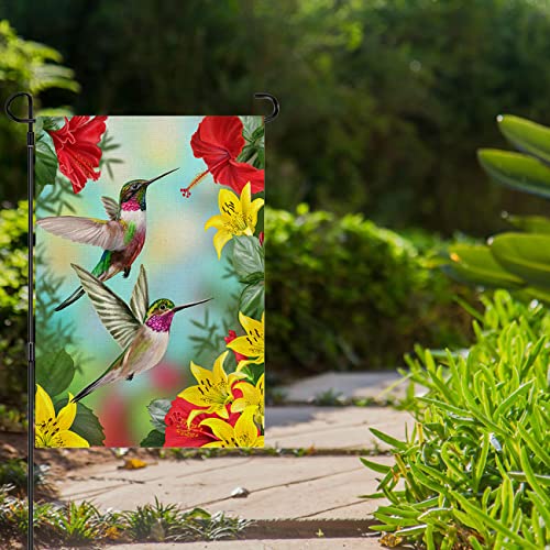 Welcome Garden Flags For Outside,Summer Garden Flag,Small Garden Flags,Garden Flags 12X18 Double Sided,Hummingbird Garden Flag,Floral And Bird Pattern Flags For Patio Porch Lawn Decor #TOP1