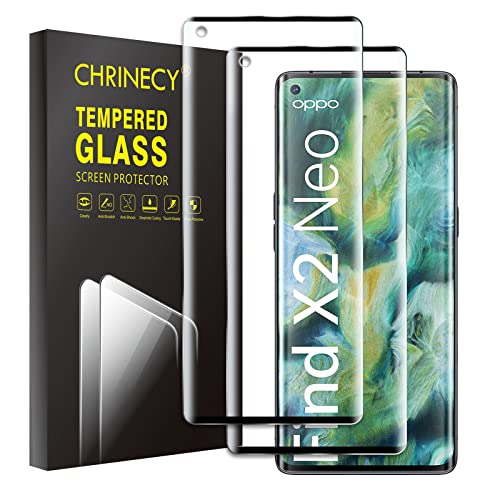 [2 Stück] Schutzfolie Kompatibel mit OPPO Find X2 Neo, 3D Gebogene Vollabdeckung Schutz Displayschutzfolie, 9H Härte, Anti-Kratz, HD-Klar, Blasenfrei, Anti-Öl, Ultrabeständig
