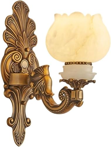 JKJZSALJ High-End Marble Wall Lamp - Luxury Copper Design For Living Room Bedroom And Corridor