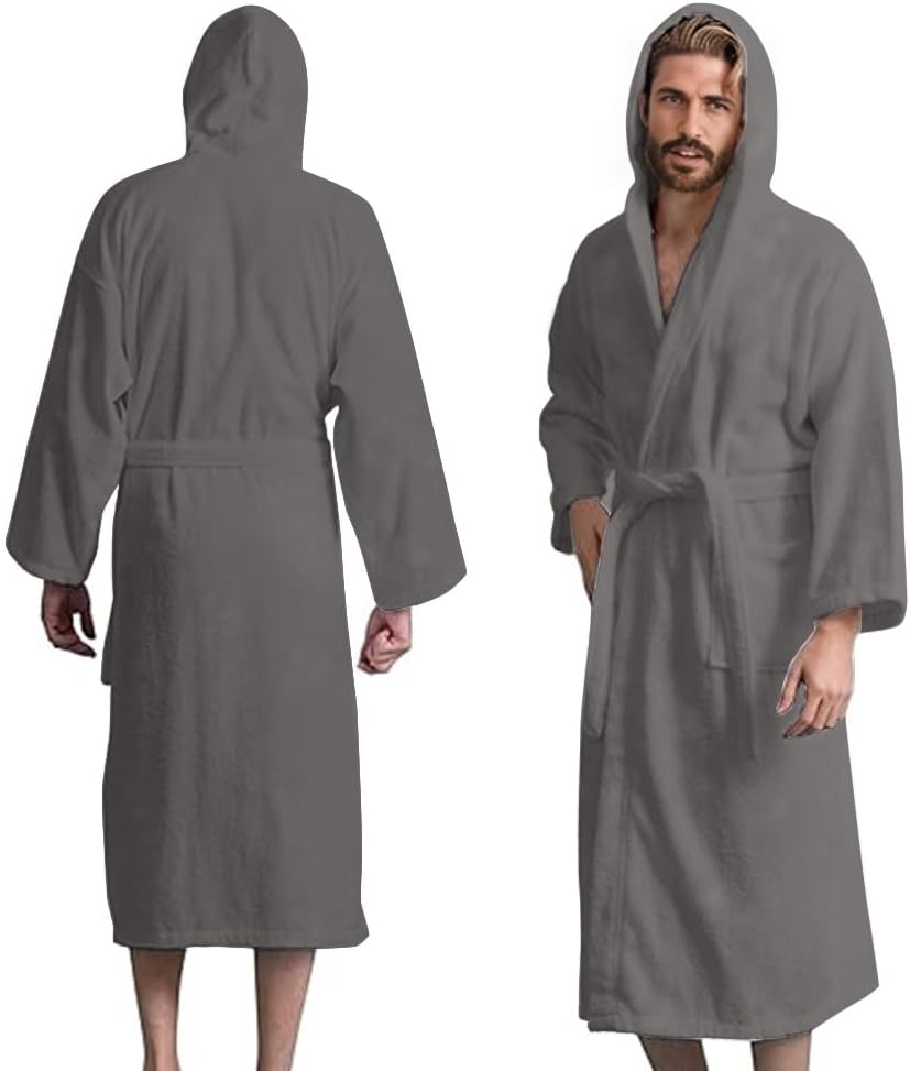 hooded bathrobe terry towelling bath robe mens