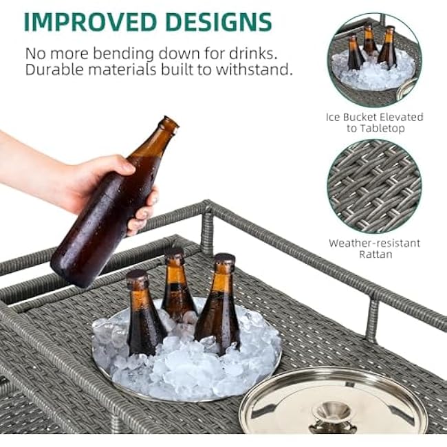 Kitchen Island Trolley Kitchen Cart, Portable Bar Cart with Wheels, Rattan Counter Table with 2 Steel Shelves, Suitable for Terrace Kitchen Backyard Rolling Kitchen cart-KYrdKyBj