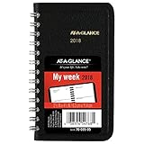 AT-A-GLANCE Weekly Pocket Planner, January 2018 - December 2018, 2-1/2' x 4-1/2', Unruled, Black (7003505)