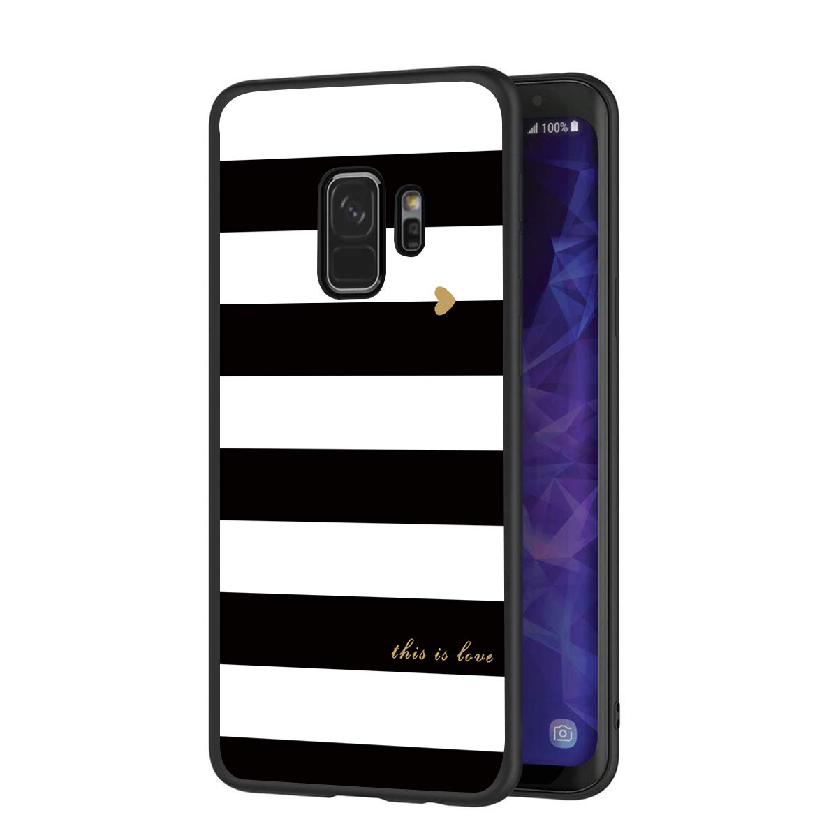 Eouine Samsung Galaxy S9 Case, Phone Case Silicone Black with Pattern Ultra Slim Shockproof Soft Gel Back Cover Protective Bumper Skin for Samsung Galaxy S9 Smartphone (Stripe)