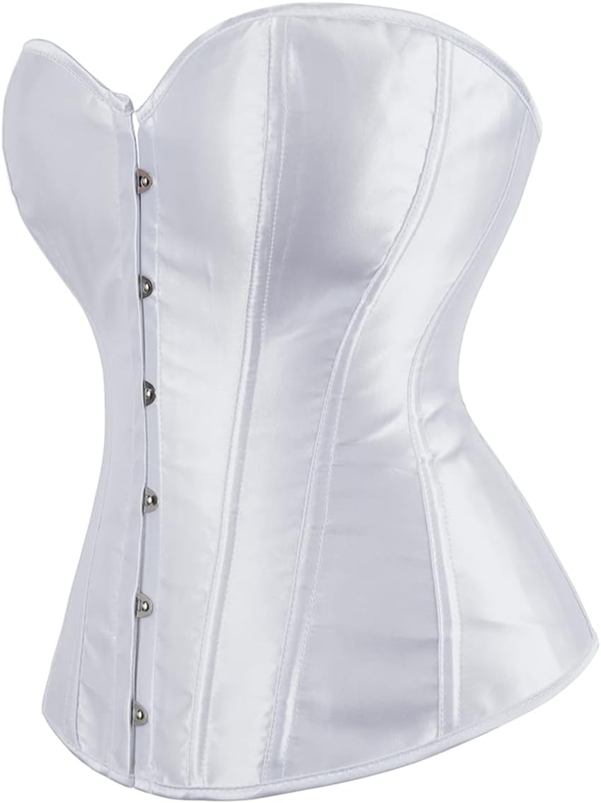 Moessa Women's Satin Corsets Top Lace Up Boned Overbust Corset bustier Lingerie Body Shaper Bustier