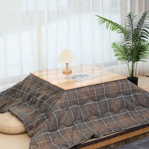 WOTZOV Mesa calefactora Kotatsu de Estilo japonés con edredón cálido para Sala de Estar en Invierno. Mesa Kotatsu Cuadrada para Sala de Estar.，Grey75*75 * 40cm