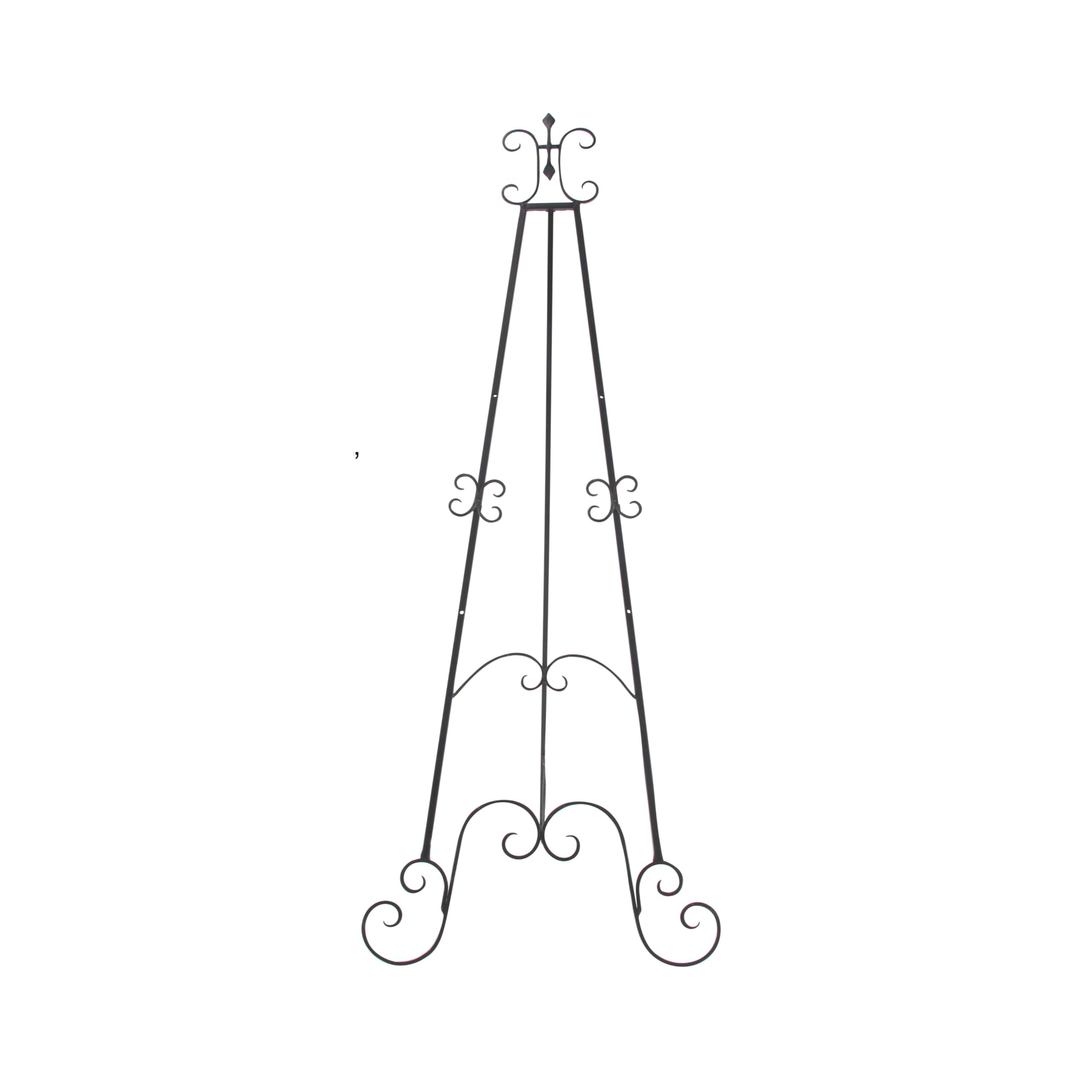 Deco 79 Metal Scroll Display Easel Adjustable 3 Tier Floor Standing Easel with Chain Support, Display Stand 32" x 28" x 69", Black