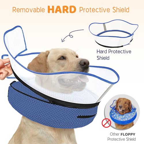 Image of Supet Raised Inflatable Dog Cone Alternative Collars for After Surgery, Dog Donut Collar After Surgery, Soft Pet Cone for Small Medium Large Dogs to Stop Licking