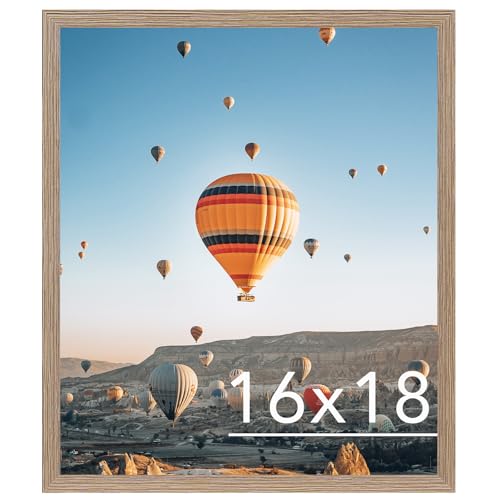 Image of JCJMY Rustic Brown 16x18 Picture Frame for Poster Photo, Horizontal and Vertical Formats, Wall Hanging, 16 x 18 Wall Gallery Frame
