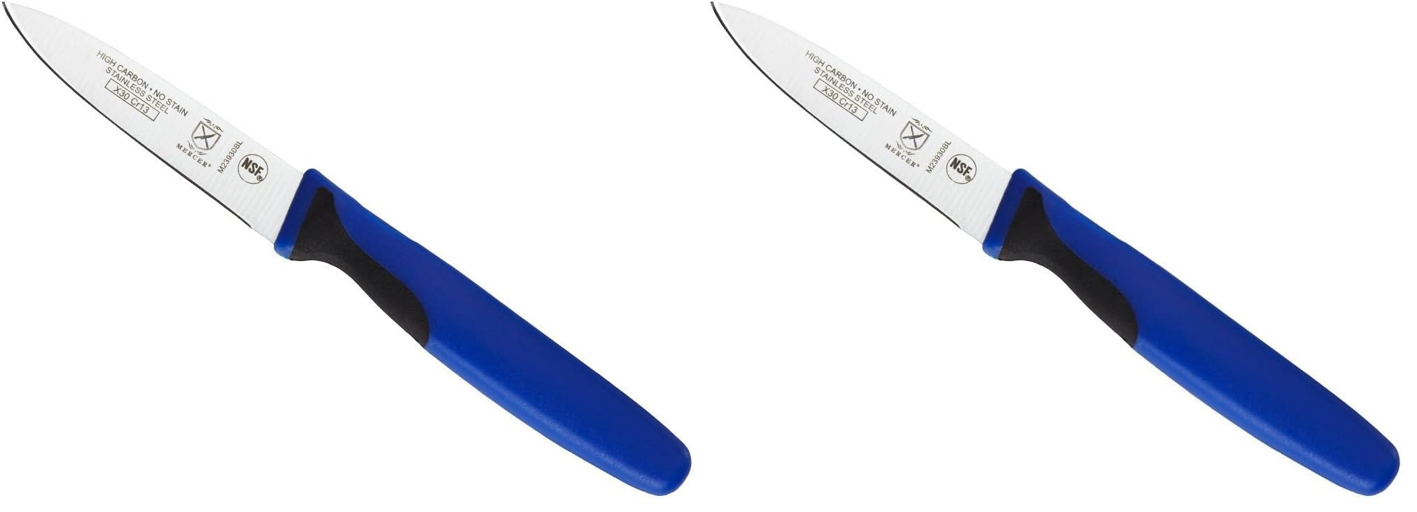 Mercer Culinary Millennia Colors 3-Inch Slim Paring Knife, Blue (Pack of 2)