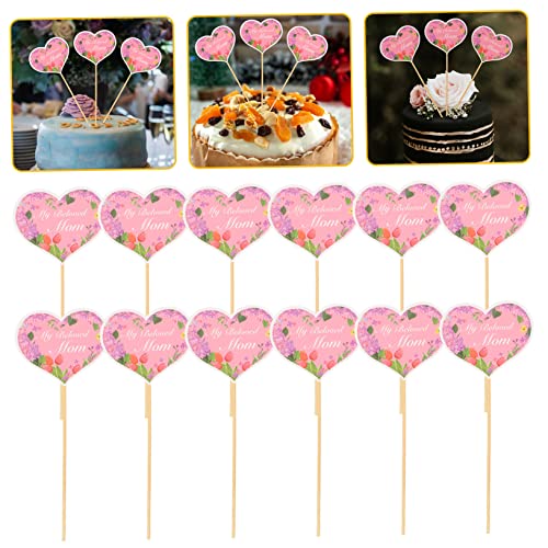 Amosfun 48 Pçs Inserções De Bolo Do Dia Mães Topos De Bolo De Aniversário Para Bolos Topo De Bolo De