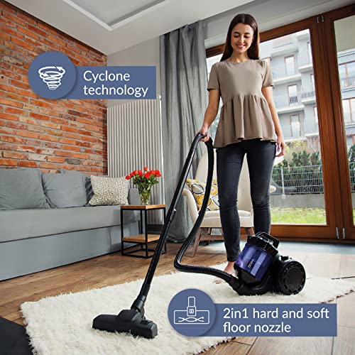 ZEEGMA Zonder Base aspirateur aspirateur cyclone sans sac, haute puissance d'aspiration 2 HEPA H13 et filtre lavable bac à poussière, anti-allergique, 2,5 litres - Image 7
