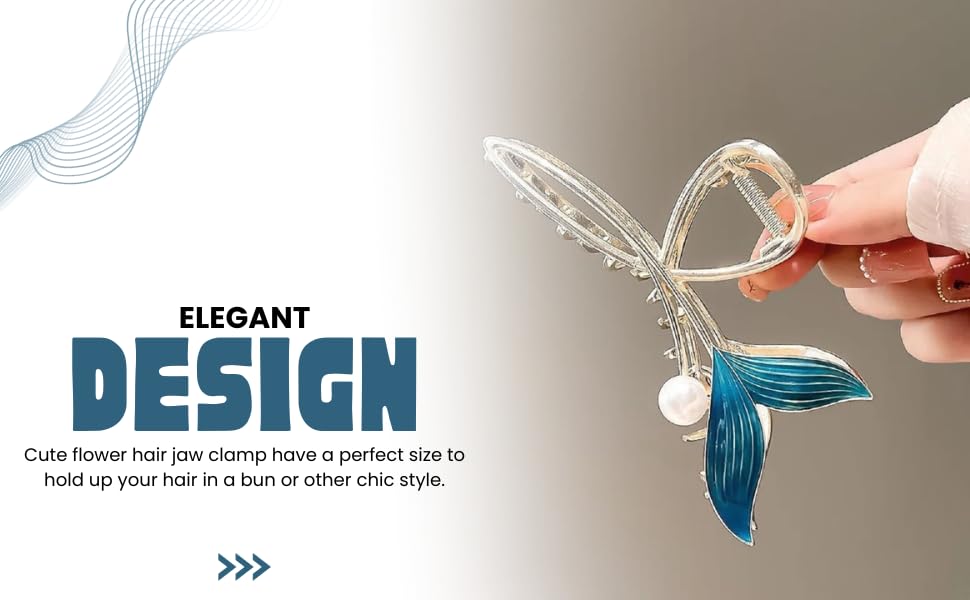 Image of Aquatic Hair Clutcher For Women | Stylish Hair Claws For Girls | Trendy Alloy Metal Clips | Premium & Fashionable Girls Hairs Accessories | Suitable In Various Occasions | Pack Of 1.