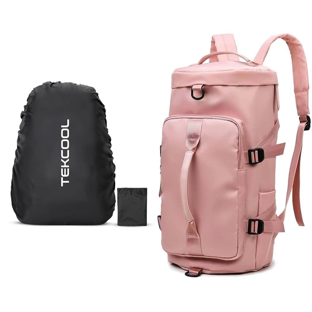 tekcool Dust & Rain Cover for Backpack with Pouch, Waterproof Dustproof Rain Cover Bag Elastic + 44L Polyester Gym Duffel Shoulder Bag for Women Men for Sports, Waterproof Dufflebag with-picture-24