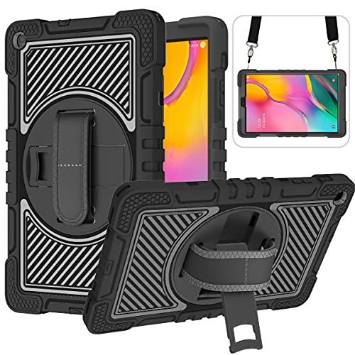 Coque Samsung Galaxy Tab A 10.1 antichoc T510 T515 avec dragonne anti-chute noire